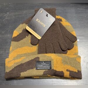 Igloos Youth Knit Beanie & Gloves Set One Size Winter Hat Matching Set Warm NWT